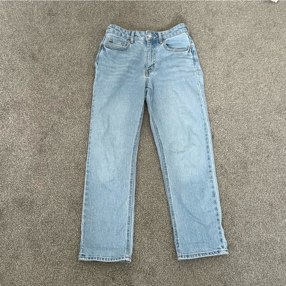 H&M Light Wash Straight Ankle High Rise Jeans